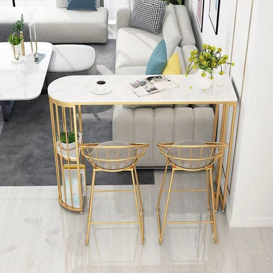 フリーフォームストーントップバーの高さテーブル産業ダブルペデスタルバーテーブルとストレージ付き