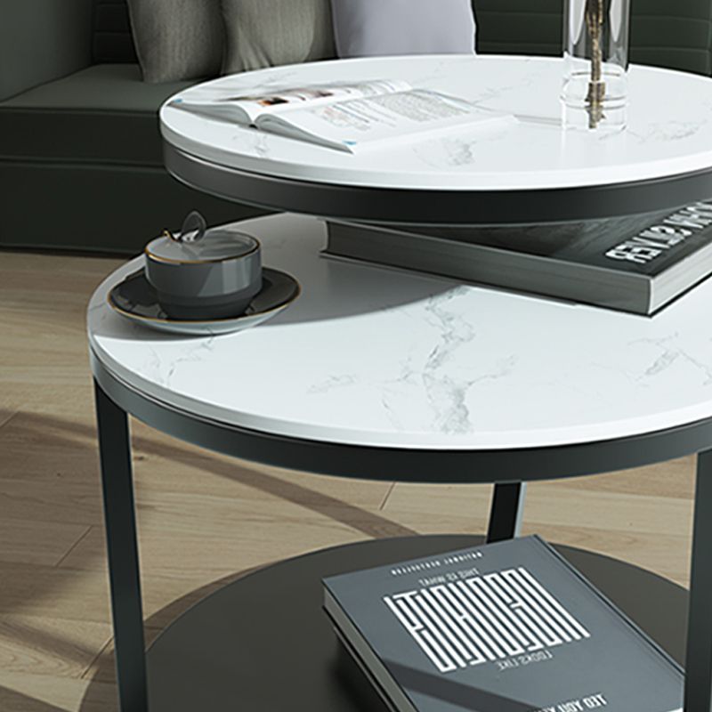 Contemporary Coffee Table Round Stone Top Extendable Coffee Cocktail Table Clearhalo 'Coffee & Accent Tables' 'Coffee Tables' 'coffee_tables' 'furn' 'furn_coffee_tables' 'Furniture' 'Living Room Furniture' 1200x1200_357829a5-a64a-4ff8-96b4-a4f4cb6648e3