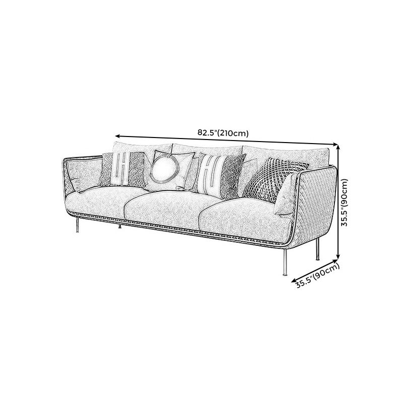 Gray Faux Leather Straight Arm Sofa Waterproof Pillow Back Sectional Clearhalo 'furn' 'furn_sectionals' 'Furniture' 'furniture_sectionals' 'Living Room Furniture' 'Sectionals' 1200x1200_357906ba-831b-4b4a-8f2e-ef1e1c5f26f7