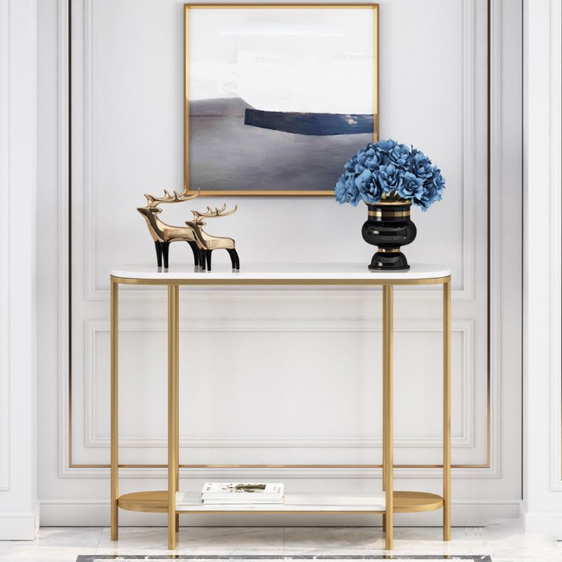 4脚グラム大理石/金属楕円形のスクラッチ抵抗性コンソールテーブル