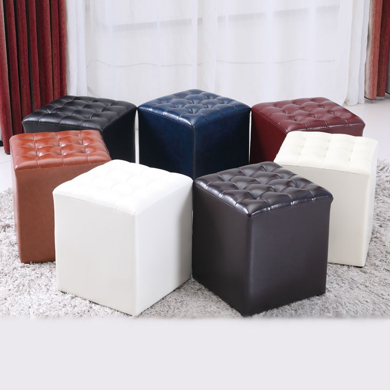 Modern Faux Leather Pouf Water Resistant Pure Color Square for Home Decor Clearhalo 'furn' 'furn_ottomans_poufs' 'Furniture' 'Living Room Furniture' 'Ottomans & Poufs' 'ottomans_poufs' 1200x1200_357a66ff-1d80-4709-b753-bc043104ef51