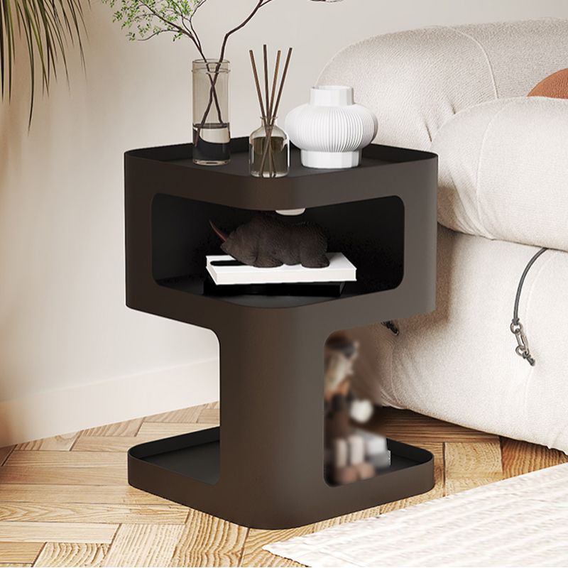 Tavolo da spuntino all'estremità laterale contemporanea con ripiani in metallo tavolo da camera da letto