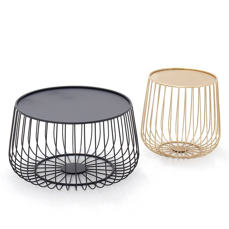 Metal Round Frame Coffee Table Set Mid Century Iron Simple Cocktail Table