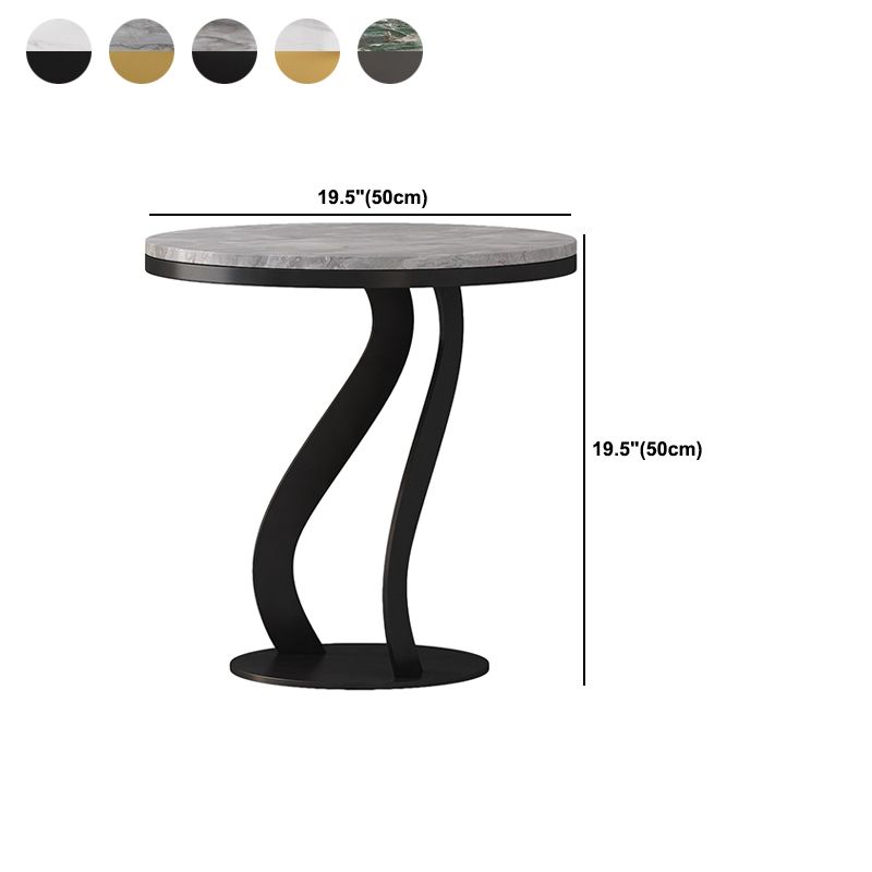 Modern Slate Round Side Table 19.6" Tall Iron Abstract End Table