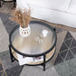 Tropical Coffee Table Glass Top Round Coffee Cocktail Table with Storage