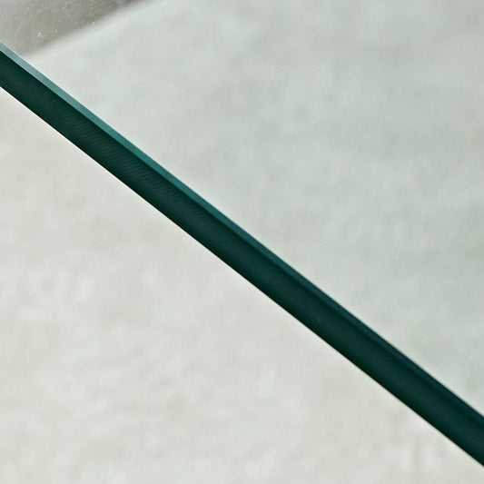 Tavolo da tavolo laterale a slitta contemporanea in vetro con slitta con scaffale