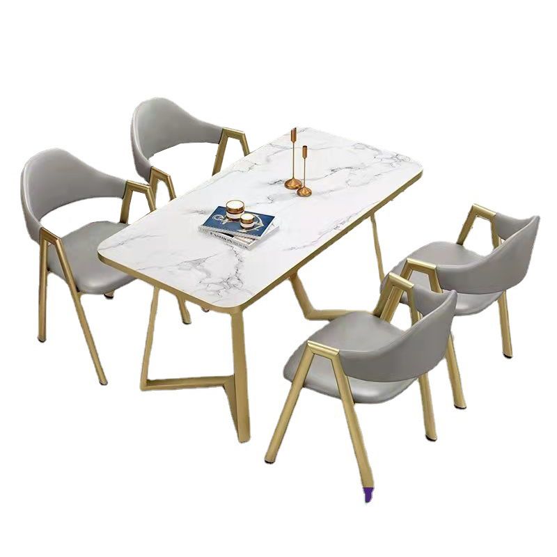 Dinner Room Dining Table Kitchen Luxury Stone Metal Base Dining Table Clearhalo 'Dining Tables & Seating' 'Dining Tables' 'dining_table' 'furn' 'furn_dining_table' 'Furniture' 'Kitchen & Dining Furniture' 1200x1200_3580ba4d-caa9-408f-ac81-9cef298459b5