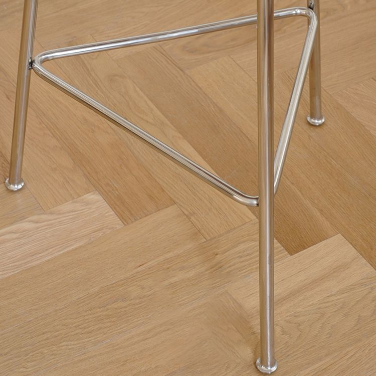 Contemporary Solid Wood Round Armless Bar Stool with Metal Base