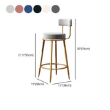 Nordic Armless Backrest Counter Stool Iron Cafe Bar Stool with Velvet Cushion Clearhalo 'Bar Furniture' 'Bar Stools' 'bar_stools' 'furn' 'furn_bar_stools' 'Furniture' 'furniture_bar_stools' 'Kitchen & Dining Furniture' 1200x1200_358172e2-172e-47b6-8c07-bb2eec991c2f