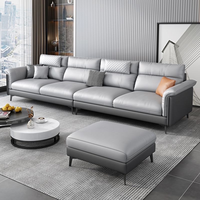 Contemporary Reversible Ottoman Sectional with Pillowed Back for Four People Clearhalo 'furn' 'furn_sectionals' 'Furniture' 'furniture_sectionals' 'kitchen' 'kitchen_sectionals' 'Living Room Furniture' 'Sectionals' 1200x1200_3582c087-3369-49f2-b27f-718eefa9a8b4
