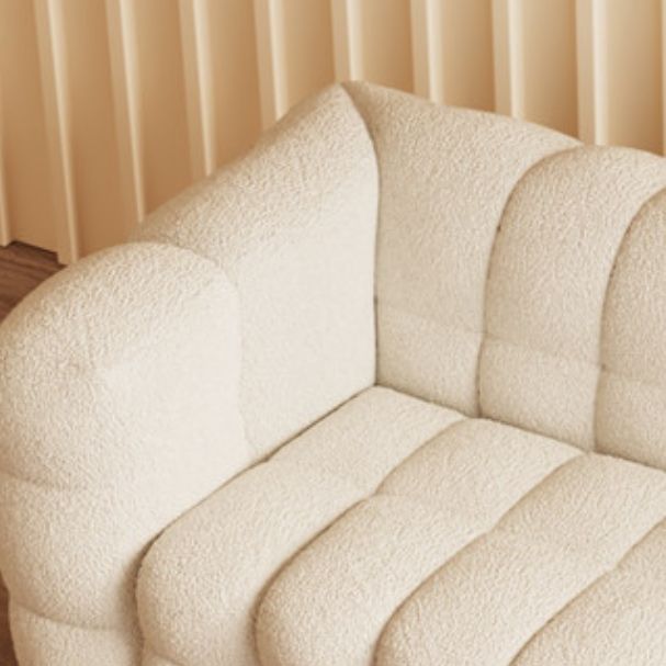 Zeitgenössisches weißes Wollsofa mit Tufted Rücken- und Smokingarm