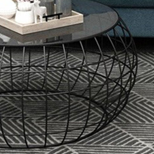 Contemporary Round Glass Top Cocktail Table with Frame Base in Iron Clearhalo 'Coffee & Accent Tables' 'Coffee Tables' 'coffee_tables' 'furn' 'furn_coffee_tables' 'Furniture' 'Living Room Furniture' 1200x1200_35841640-69df-4fa4-aa7e-05f28c606282