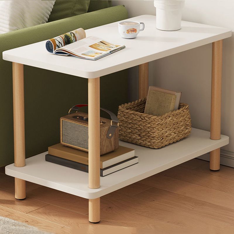 Modern Wooden Side Table Square / Rectangle White and Wood 4 - Legs Sofa Side Table