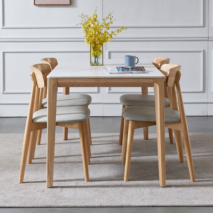 Mid-Century Modern Rectangle Table White Sintered Stone Table with 4 Ash Solid Wood Legs Clearhalo ' dining_table' 'Dining Tables & Seating' 'Dining Tables' 'furn' 'furn_dining_table' 'Furniture' 'furniture_dining_table' 'Kitchen & Dining Furniture' 'kitchen&dining_furn' 'kitchen' 'kitchen_dining_table' 1200x1200_3585ea8f-ff2b-4df0-b728-8e02827fe3be