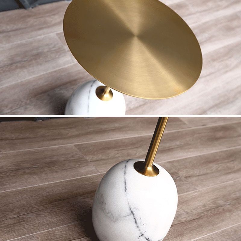 Round Metal Table Marble Pedestal Base Medieval Modern Style Side Table Clearhalo 'Coffee & Accent Tables' 'End & Side Tables' 'end_side_tables' 'furn' 'furn_end_side_tables' 'Furniture' 'Living Room Furniture' 1200x1200_358687cf-4daf-4248-a018-c57a612fc115