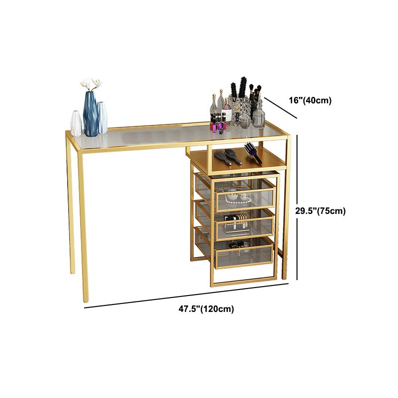 Glam Golden Glass Top Make-up Vanity for Bedroom 29.53" Height