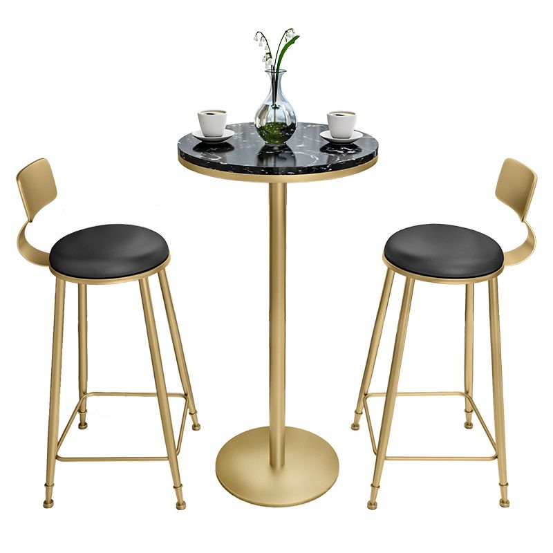 1/2/3 stuks Glam Iron Bar Tafel Set Faux Marble Top Bistro Set met voetstuk