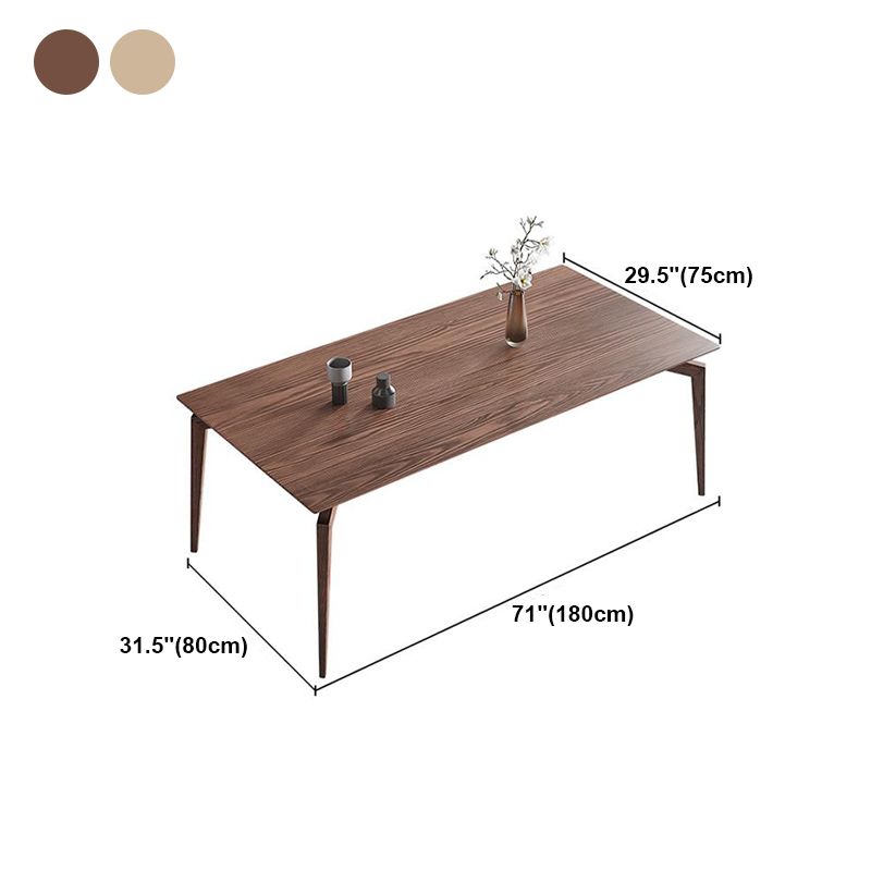 Rectangle 4 Legs Mid-Century Dining Table Wood Color Fixed Table of Ash Wood