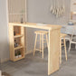 Modern Wood Counter Table with Rectangle Table Top Double Pedestal Table- 41.3" H Clearhalo 'Bar Furniture' 'Bar Tables' 'bar_tables' 'furn' 'furn_bar_tables' 'Furniture' 'furniture_bar_tables' 'Kitchen & Dining Furniture' 1200x1200_358aa099-5914-49e9-a391-816e5a8385a3