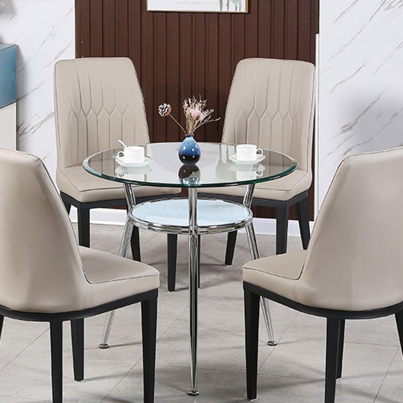 Tripod Base Dining Table Simple Glass-top Dining Table for Kitchen Home Clearhalo ' dining_table' 'Dining Tables & Seating' 'Dining Tables' 'furn' 'furn_dining_table' 'Furniture' 'furniture_dining_table' 'Kitchen & Dining Furniture' 'kitchen&dining_furn' 'kitchen' 'kitchen_dining_table' 1200x1200_358b476e-6215-4d1b-a9d5-94849559301d