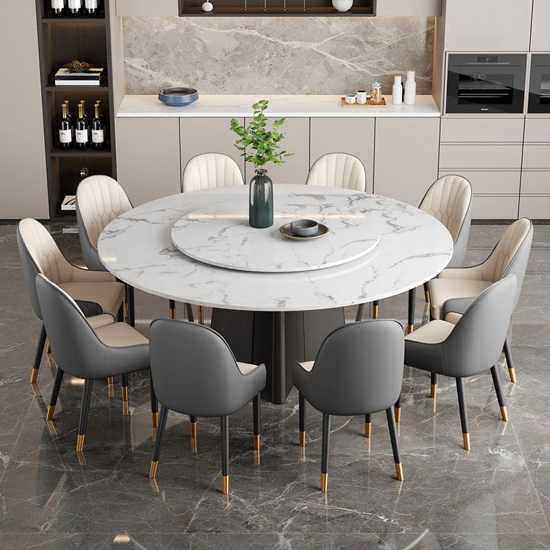 Round Pedestal Home Furniture Simple Style Marble Dining Room Collection with Turntable Clearhalo ' dining_table' 'Dining Tables & Seating' 'Dining Tables' 'furn' 'furn_dining_table' 'Furniture' 'furniture_dining_table' 'Kitchen & Dining Furniture' 'kitchen&dining_furn' 'kitchen' 'kitchen_dining_table' 1200x1200_358b5ebd-8d6e-4230-ba63-b069f539c5bc