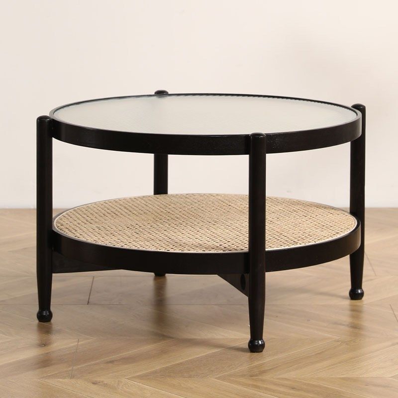 Glass-Topped Coffee Cocktail Table with Shelf Contemporary 4 Legs Coffee Table Clearhalo 'Coffee & Accent Tables' 'Coffee Tables' 'coffee_tables' 'furn' 'furn_coffee_tables' 'Furniture' 'Living Room Furniture' 1200x1200_358bd28d-1c9e-4ae4-850f-ad7dceab9fd3