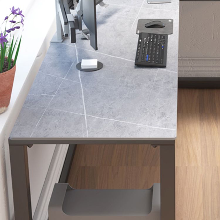 Moderna mesa de escritura en forma de L Descrito de trabajo de la oficina de piedra sinterizada