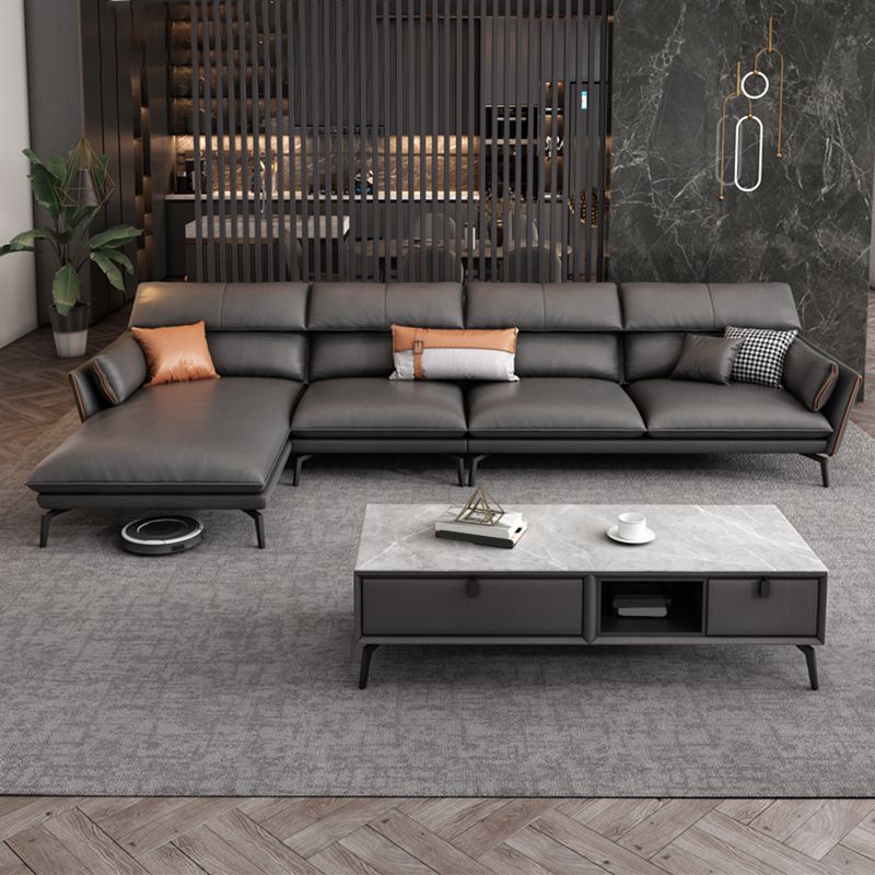Vlek resistent modernisme sofa & chaise flared arm sectional