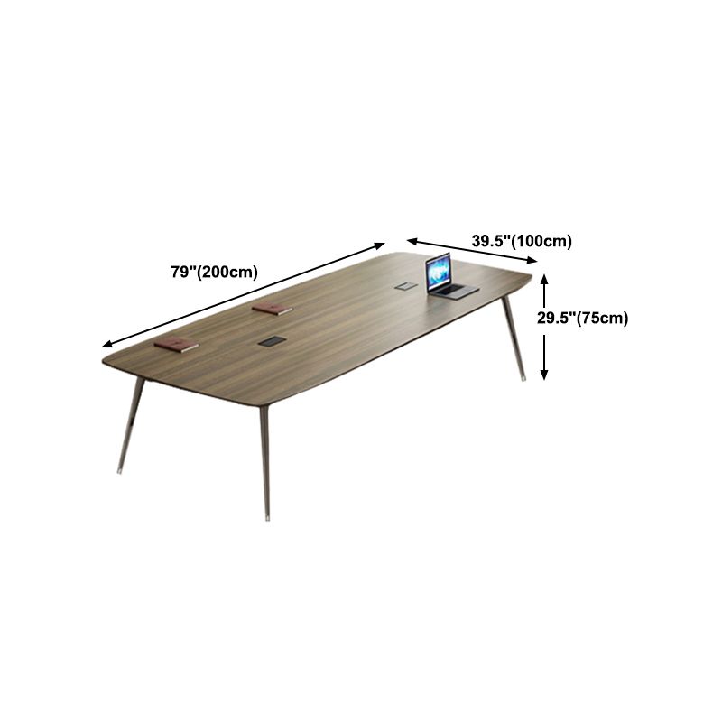 Brown Industrial Office Desk with Iron Pin Legs Artificial Wood Writing Desk Parsons Clearhalo 'furn' 'furn_office_desk' 'Furniture' 'Office Desks' 'Office Furniture' 'office_desk' 1200x1200_358de74e-6eeb-419b-bb8e-469c704f6754