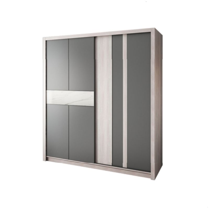 Grey Sliding Wardrobe Cabinet Contemporary Wardrobe Armoire for Bedroom Clearhalo 'Armoires & Wardrobes' 'armoires_wardrobes' 'Bedroom Furniture' 'furn' 'furn_armoires_wardrobes' 'Furniture' 1200x1200_35905512-b13e-4c57-a7df-e2842b9f4f9b