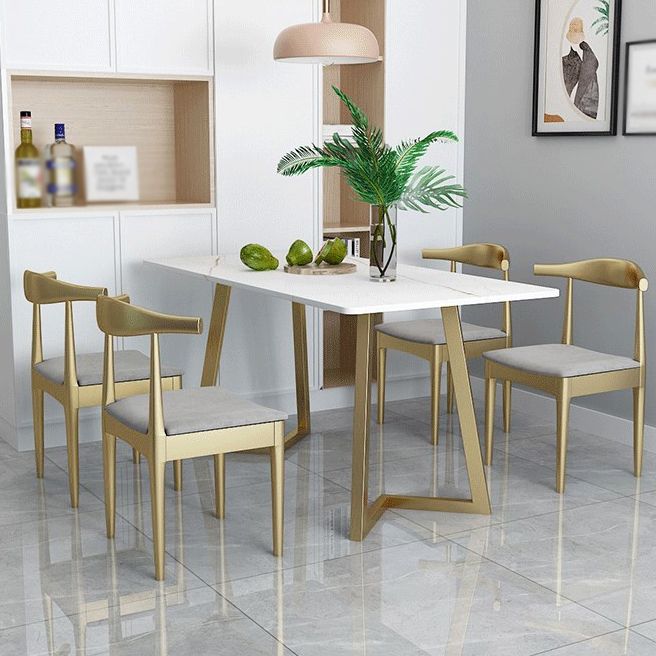 Glam Style 1/5 Pieces Dining Set with Rectangle Stone Top Table for Dining Room Clearhalo 'Dining Room Sets' 'Dining Tables & Seating' 'dining_room_set' 'furn' 'furn_dining_room_set' 'Furniture' 'furniture_dining_room_set' 'Kitchen & Dining Furniture' 'kitchen&dining_furn' 'kitchen' 1200x1200_35911a25-9655-4a94-ad7d-fc723cbf6395