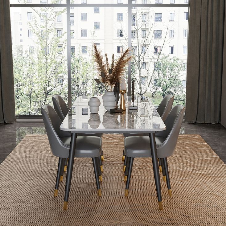 Modern White 72 in Marble Counter Table Rectangle Dining Table for Kitchen Clearhalo 'Dining Tables & Seating' 'Dining Tables' 'dining_table' 'furn' 'furn_dining_table' 'Furniture' 'Kitchen & Dining Furniture' 1200x1200_3591fa43-b80b-4573-92b4-0ad9c44615e7