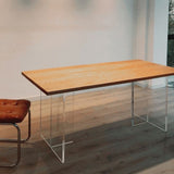 Modern Pine Solid Wood Table Rectangle Dining Table with Acrylic Double Pedestal Base Clearhalo ' dining_table' 'Dining Tables & Seating' 'Dining Tables' 'furn' 'furn_dining_table' 'Furniture' 'furniture_dining_table' 'Kitchen & Dining Furniture' 'kitchen&dining_furn' 'kitchen' 'kitchen_dining_table' 1200x1200_35940aa5-12e7-427a-97d9-6615550eda6c