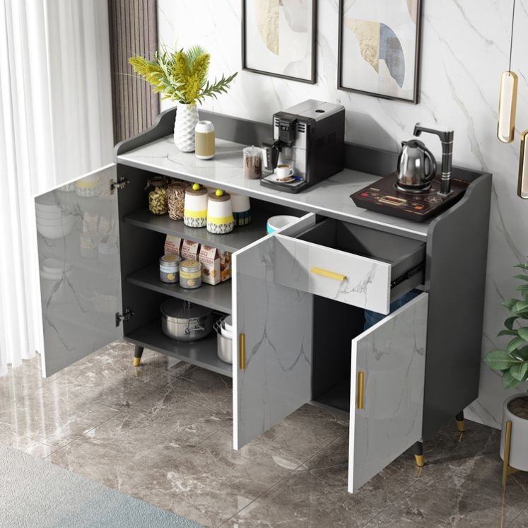 1-Drawer Engineered Wood Sideboard Glam Stone Countertop Credenza for Living Room Clearhalo 'buffet_sideboard' 'Buffets & Sideboards' 'furn' 'furn_buffet_sideboard' 'Furniture' 'furniture_buffet_sideboard' 'Kitchen & Dining Furniture' 1200x1200_3594bac2-4825-4265-b40e-bee32484be04