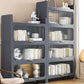 Modern Stainless Steel Bookcase, Grey, Geometric Bookshelf for Any Room with Door