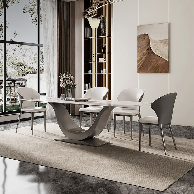 Designer Style Stone Top Dining Set Rectangle 1/3/4/5/7 Pieces Dining Room Table Set Clearhalo 'Dining Room Sets' 'Dining Tables & Seating' 'dining_room_set' 'furn' 'furn_dining_room_set' 'Furniture' 'furniture_dining_room_set' 'Kitchen & Dining Furniture' 1200x1200_35960fb8-8f96-4cd9-b4d9-26c49e393e5e