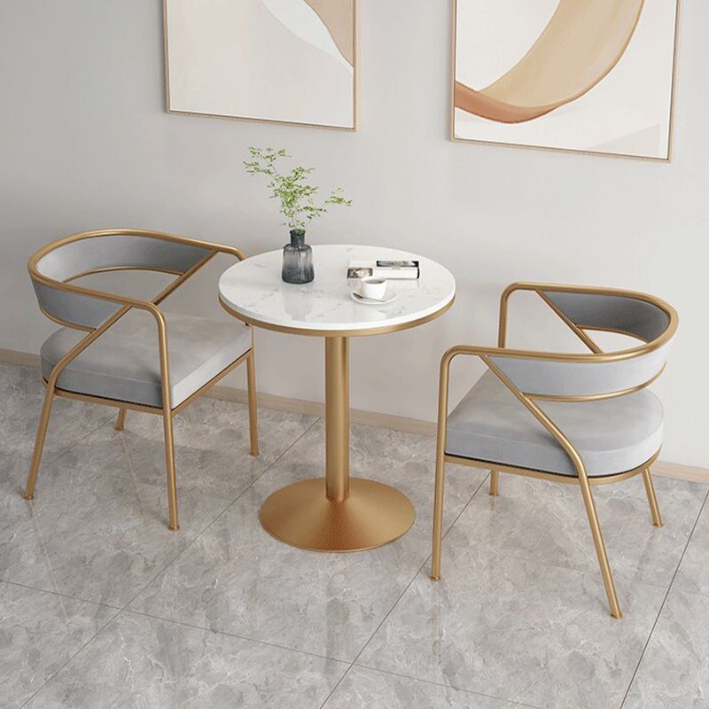 Glam Style Arm Dining Chairs Gold Iron Frame Open Back Dining Side Chair