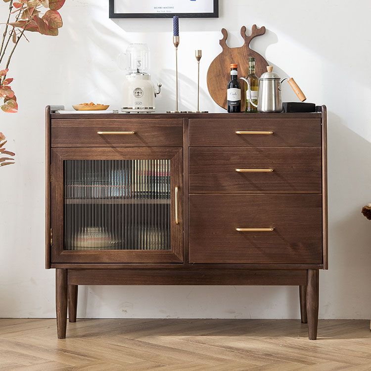 4-Drawer Dining Server Pine Massives Holz Sideboard-Buffet für Esszimmer