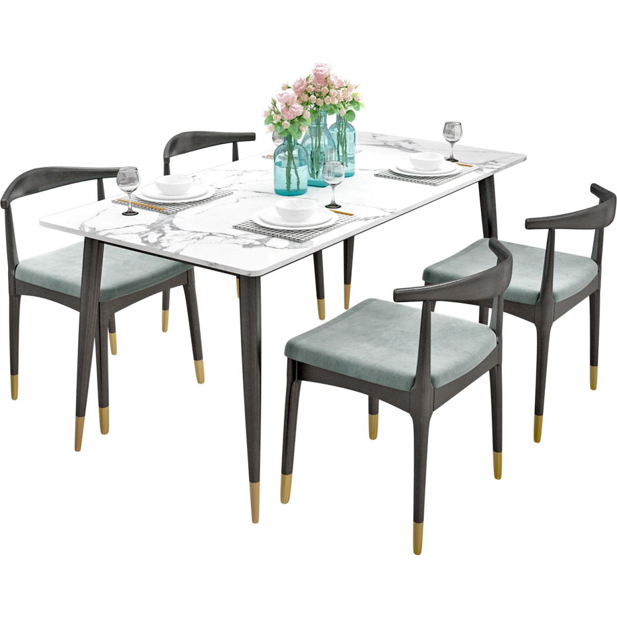 Sintered Stone White Dining Table Glam Style 4 Legs Table for Dining Room Clearhalo ' dining_table' 'Dining Tables & Seating' 'Dining Tables' 'furn' 'furn_dining_table' 'Furniture' 'furniture_dining_table' 'Kitchen & Dining Furniture' 'kitchen&dining_furn' 'kitchen' 'kitchen_dining_table' 1200x1200_35988ebc-148a-4f94-9ff1-88a0a7418d0e
