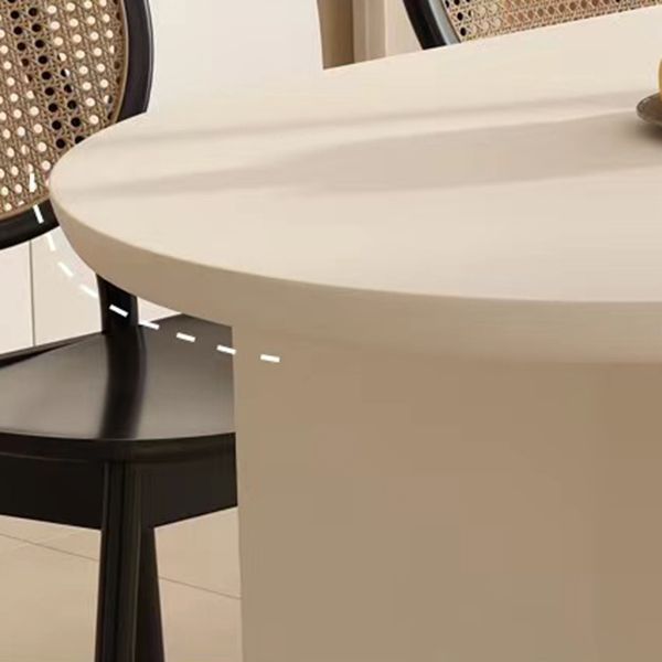 White Solid Wood Table Oval Dining Room Table with Double Pedestal