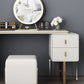 Glam Makeup Vanity Table Faux Leather Wood Dresser With Storage Drawers for Bedroom