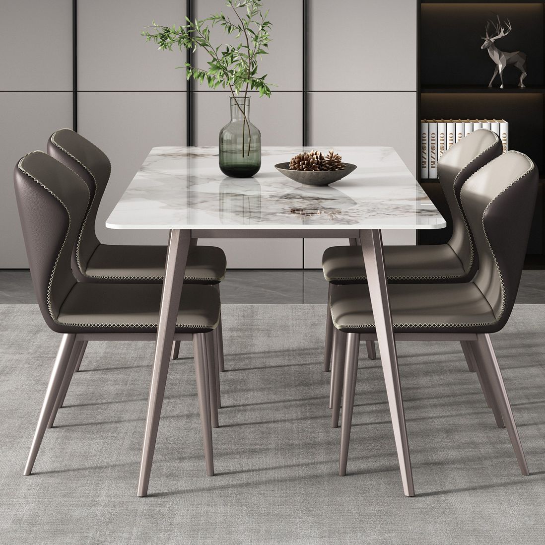 Mesa de comedor rectangular de piedra sinterizada Mesa de cocina moderna para comedor