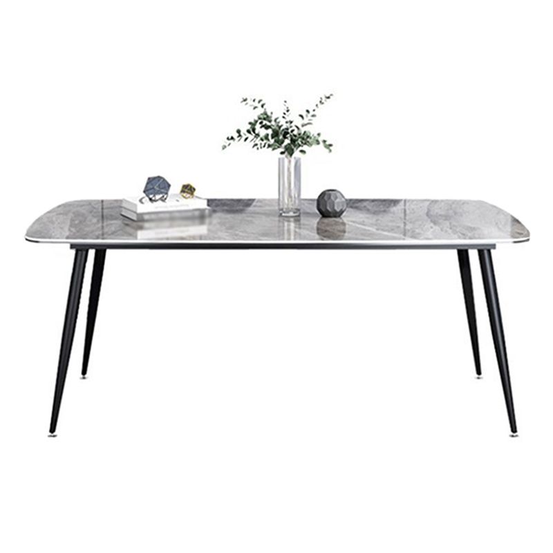 Modern Sintered Stone Table with 4 Legs Rectangle Table Dining Table with Metal Base Clearhalo ' dining_table' 'Dining Tables & Seating' 'Dining Tables' 'Furniture' 'furniture_dining_table' 'Kitchen & Dining Furniture' 'kitchen&dining_furn' 'kitchen' 'kitchen_dining_table' 1200x1200_359b995a-9683-4ab0-a590-203582ccce42