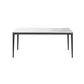 Modern Minimalist White Stone Top Black Base Dining Room Table with 4 Legs Base Clearhalo 'Dining Tables & Seating' 'Dining Tables' 'dining_table' 'furn' 'furn_dining_table' 'Furniture' 'Kitchen & Dining Furniture' 1200x1200_359c599f-bf6e-4022-8f4a-a0cfefb86119
