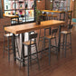 Table de bar de style industriel, bureau de bar de bistro rectangulaire en bois massif avec repose-pieds