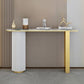 14 inch Wide Glam Console Table Oval Stone Stain Resistant Accent Table for Hall
