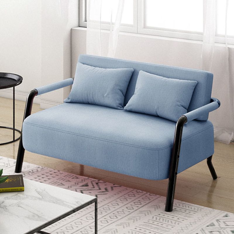 Divano contemporaneo con 2 cuscini di divano nero a braccio quadrato standard