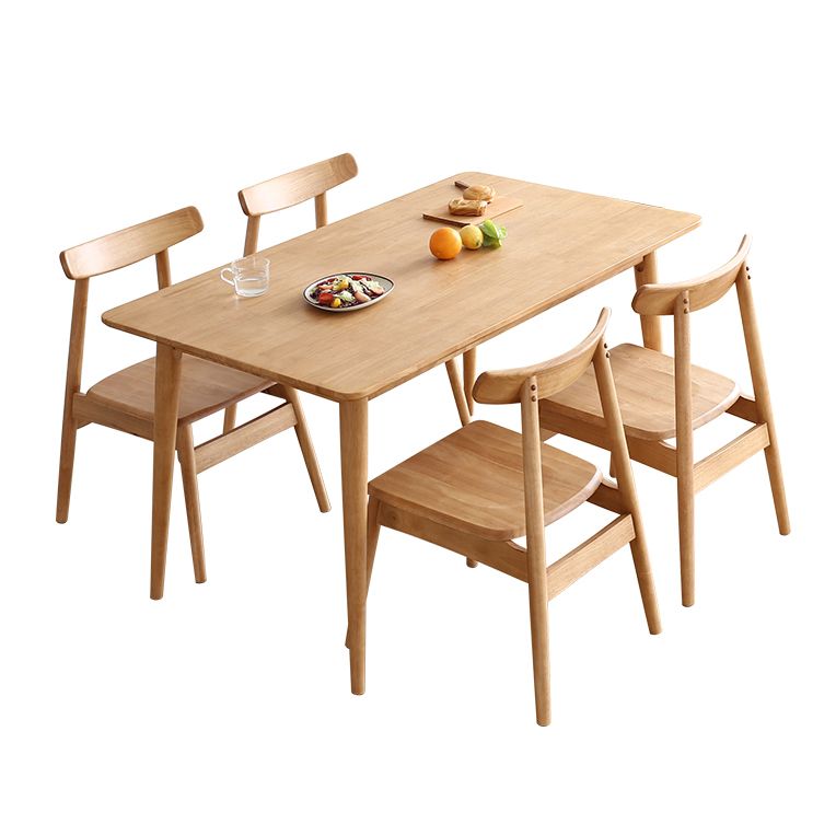 Minimalist Standard Khaki Dining Set Rectangle Shape Solid Wood Dining Set with 4 Legs Base Clearhalo 'Dining Room Sets' 'Dining Tables & Seating' 'dining_room_set' 'furn' 'furn_dining_room_set' 'Furniture' 'furniture_dining_room_set' 'Kitchen & Dining Furniture' 'kitchen&dining_furn' 'kitchen' 1200x1200_35a4ec7e-ea80-4171-9d27-576bb245ffaf