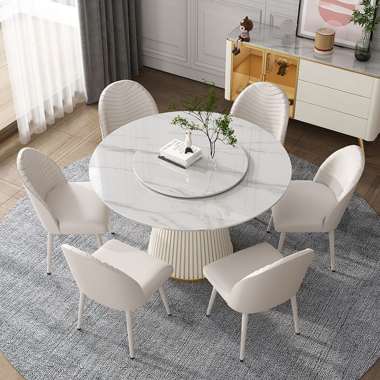 Modern Style Dining Table Round White Sintered Stone Dining Table for Home Use Clearhalo ' dining_table' 'Dining Tables & Seating' 'Dining Tables' 'furn' 'furn_dining_table' 'Furniture' 'furniture_dining_table' 'Kitchen & Dining Furniture' 'kitchen&dining_furn' 'kitchen' 'kitchen_dining_table' 1200x1200_35a53d9b-3198-4bb5-b382-91f94969ef8d