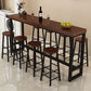 Mesa de bar industrial para vino, mesa de bistró con tapa de madera maciza y base negra